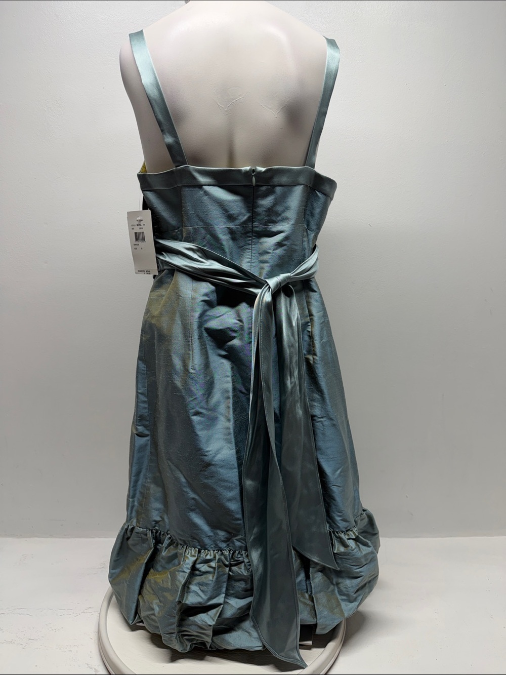 Nicole Miller Dress Midi Sleeveless 100% Silk Chiffon Ruffled Y2K Blue New 10 - Picture 5 of 9